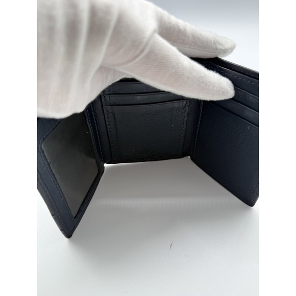Fossil Brooks Trifold Wallet Blue Leather - Picture 8 of 8